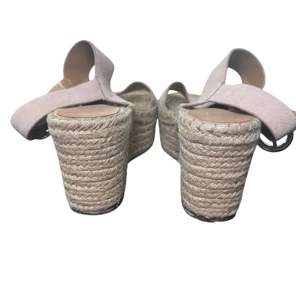 MARC Fisher Renni Pink Suede Leather Espadrille‎ Platform Wedge Sandals Sz 7.5